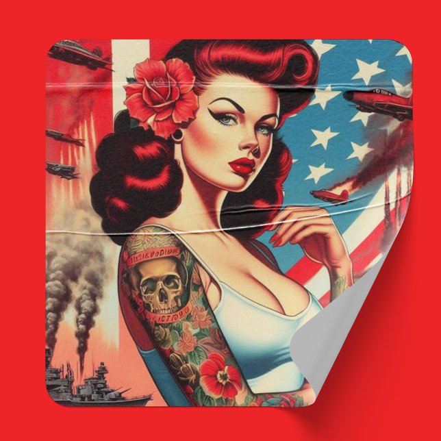 Sticker Épinglette de tatouage Vintage à chaud (Créateur téléchargé)