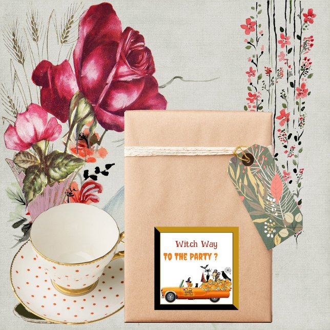 Sticker Équipage d'Halloween Sorcière Chat Chauve-Souris H (Witch Way to the Party Halloween Crew Cat Bat Owls Sticker)