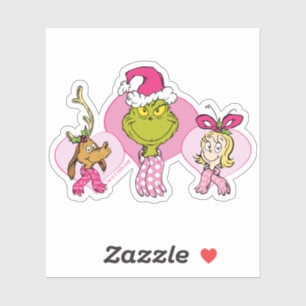 Sticker Équipage du Grinch en portrait rose de la Saint-Va