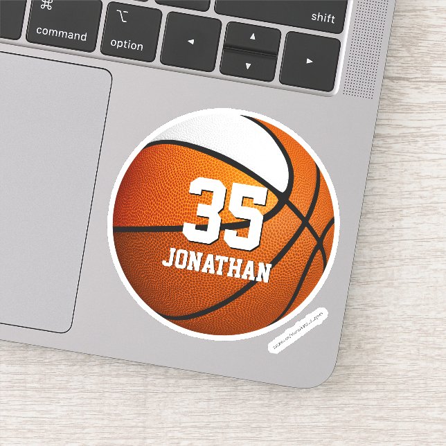 Sticker équipe blanche orange couleurs garçons basketball (Détail)
