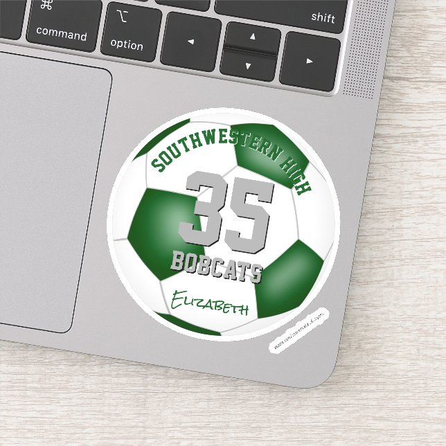 Sticker équipe blanche verte couleurs garçons filles socce (Détail)