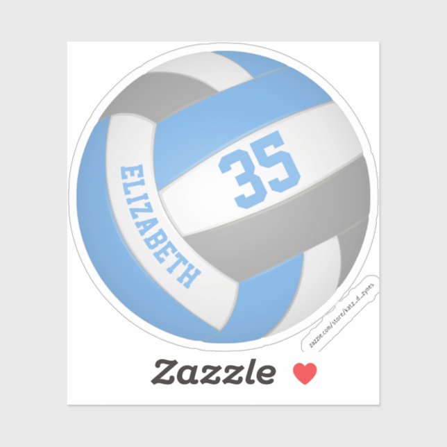 Sticker équipe bleu clair gris couleurs enfants volley-bal (Feuille)