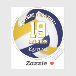 Sticker équipe bleu marine or couleurs volleyball joueur