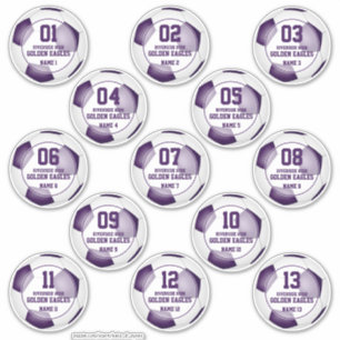 Sticker équipe de 13 garçons blancs violets