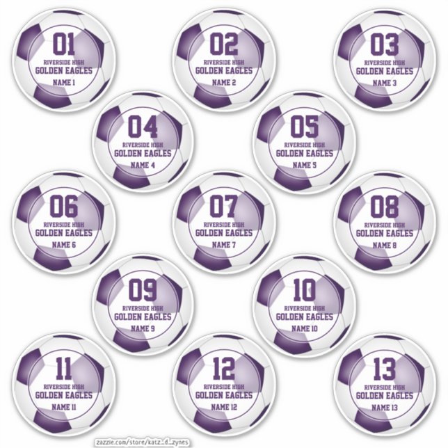 Sticker équipe de 13 garçons blancs violets (Devant)
