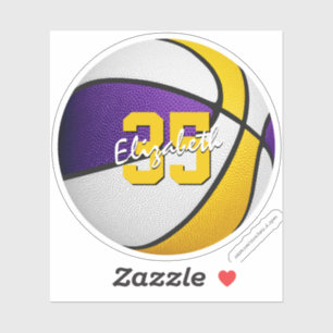 Sticker équipe de basket-ball en or violet couleurs fête