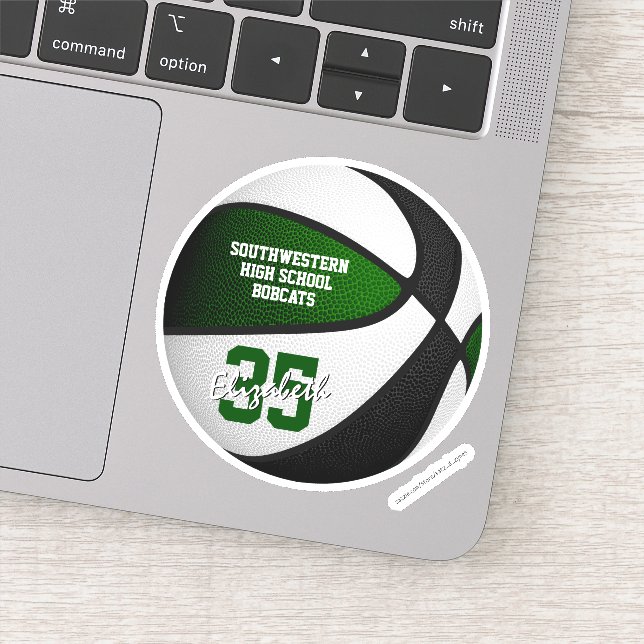 Sticker Équipe de basket-ball noir vert couleurs filles ga (Détail)