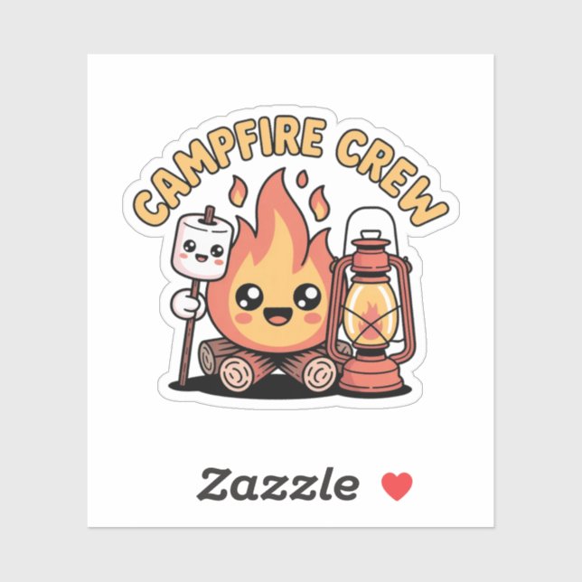 Sticker Équipe de feu de camp - Amis de camping mignons (Feuille)
