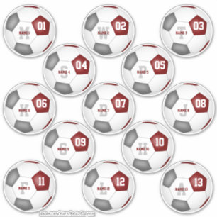 Sticker équipe de football gris marron couleurs 13 personn