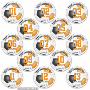 Sticker équipe de football noir orange faveurs jeu de 13
