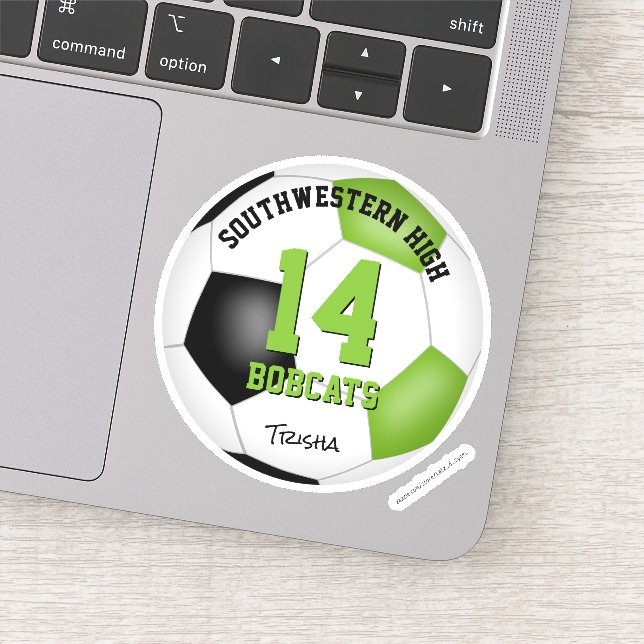 Sticker équipe de football noir vert clair couleurs filles (Détail)