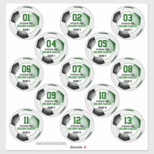 Sticker équipe de football noir vert couleurs jeu de 13 su