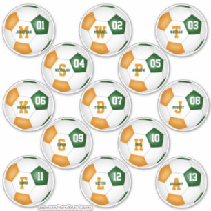 Sticker équipe de football personnalisée en orange vert