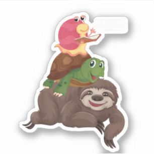Sticker Équipe de la tortue molle Piggyback Graphisme lent