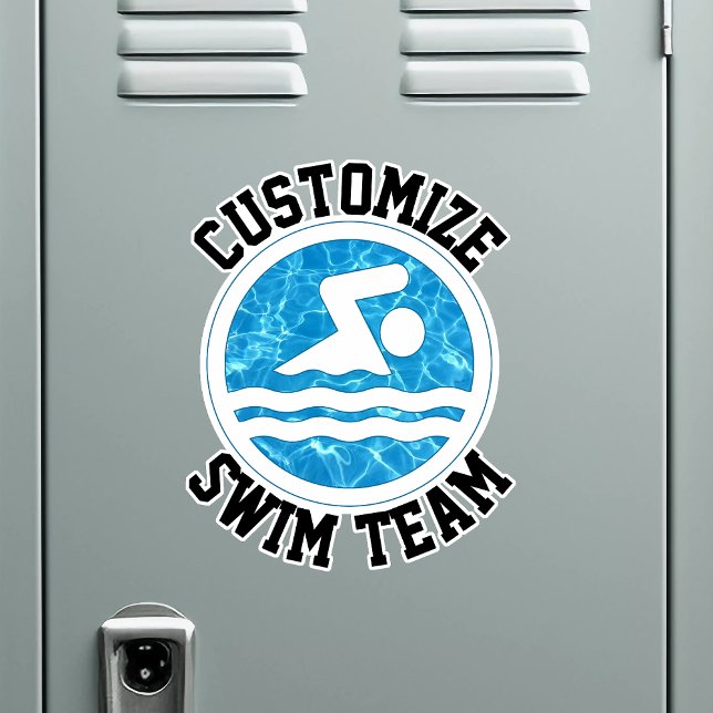 Sticker Équipe de natation Nom de l'équipe personnalisée N (Personalized swimming and diving sticker on swim team locker)