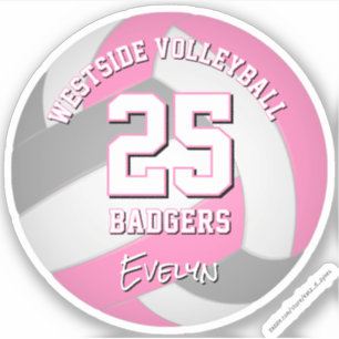 Sticker équipe de sports gris rose couleurs volley