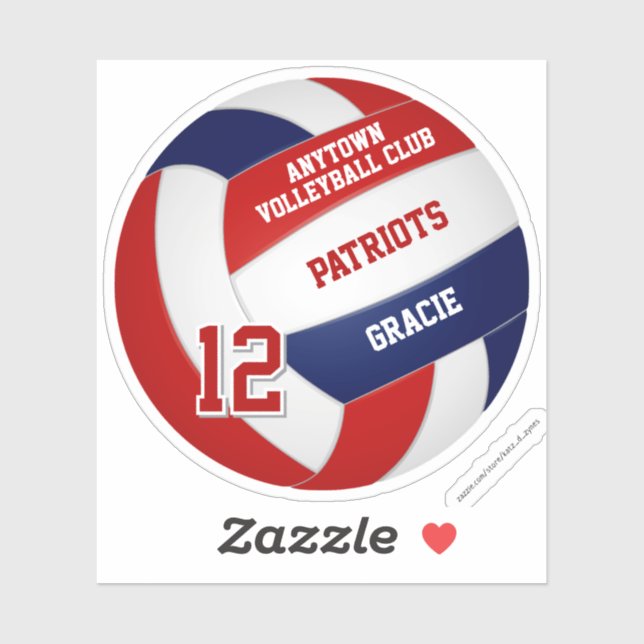 Sticker équipe de volley-ball bleu rouge couleurs enfants  (Feuille)