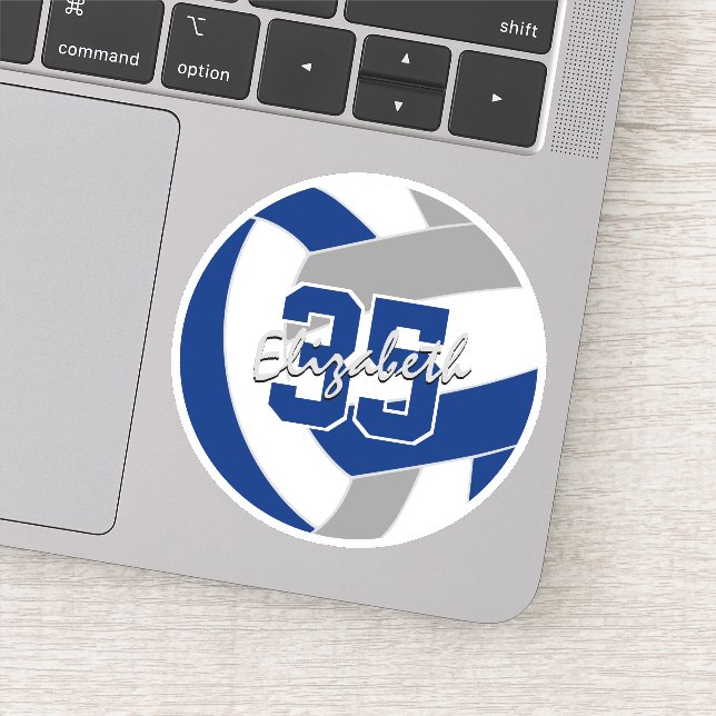 Sticker équipe de volley-ball gris bleu couleurs personnal (Détail)