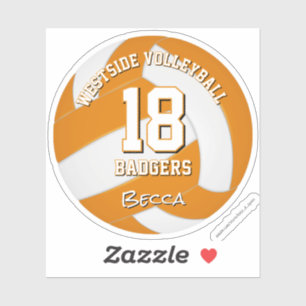 Sticker équipe de volley-ball orange couleurs nom de l'ath