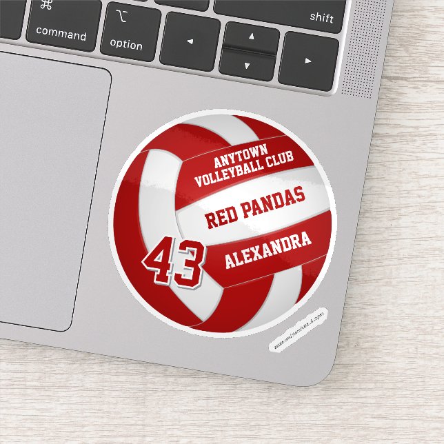 Sticker équipe de volley-ball rouge couleurs enfants nom m (Détail)
