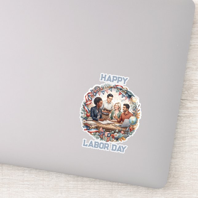 Sticker Équipe d'enseignants divers pour la fête du Travai (Détail)