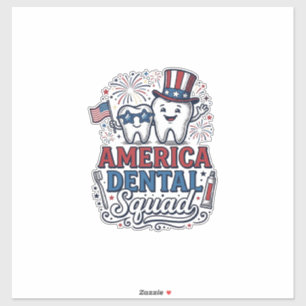 Sticker Équipe dentaire américaine dessin vectoriel de den