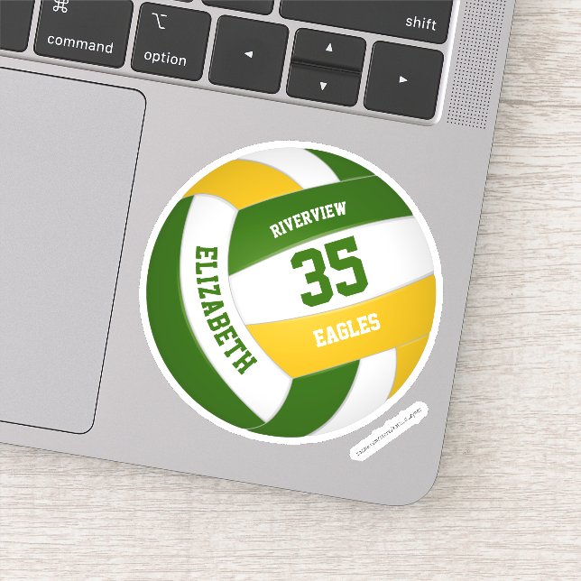 Sticker équipe d'or vert couleurs filles garçons volley (Détail)