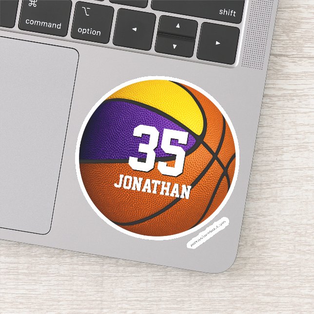 Sticker équipe d'or violet couleurs garçons basketball (Détail)