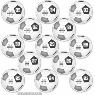 Sticker équipe noire gris couleurs balles de football pour