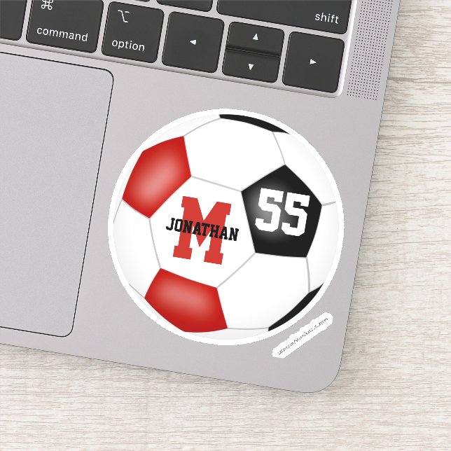 Sticker Équipe noire rouge couleurs garçons filles soccer (Détail)