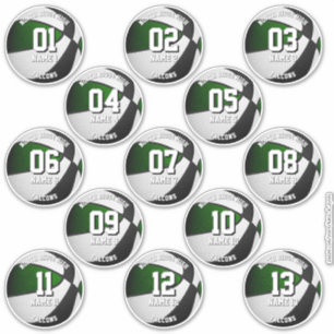 Sticker équipe noire verte couleurs basketball 13 joueurs