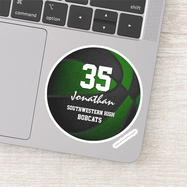 Sticker Équipe noire verte couleurs garçons filles basket- (Détail)