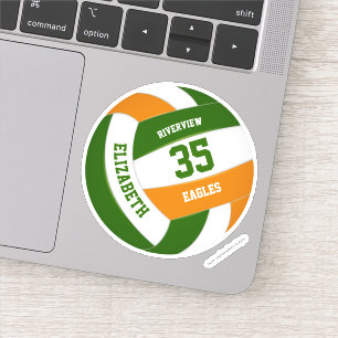 Sticker équipe orange verte couleurs filles garçons volley