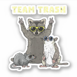 Sticker Équipe Ordures Opossum Raton laveur Rat, Animaux d