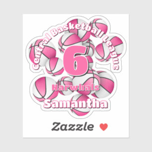 Sticker équipe rose couleurs basketball filles sports