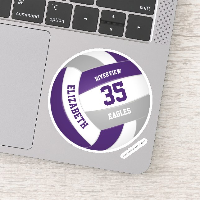 Sticker équipe violet gris couleurs filles garçons volley- (Détail)