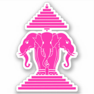 Sticker Erawan rose Trois éléphant en tête Lao / Laos Drap