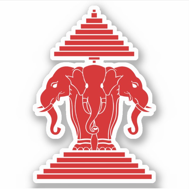 Sticker Erawan Trois éléphant en tête Lao / Laos Drapeau (Devant)