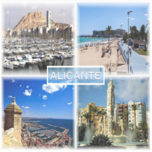 Sticker ES Alicante - Skyline - Plage de Postiguet - Expli
