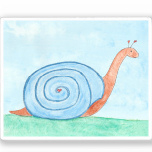 Sticker Escargot avec une coquille bleue