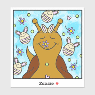 Sticker Escargot Mignon Avec Œufs de Lapin Envoyant des So