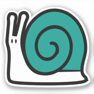 Sticker Escargot mignon bleu turquoise de bande dessinée