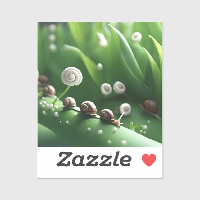 Sticker Escargots alignés sur des plantes verts (Feuille)