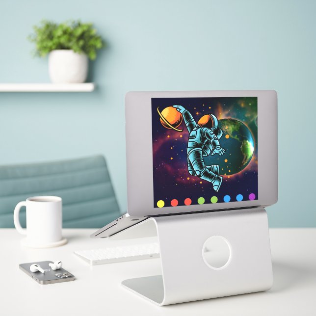Sticker Espace (Ordinateur portable sur le bureau)