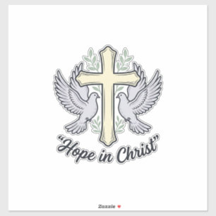 Sticker Espoir en Christ Colombe Croix Design Chrétien Vin
