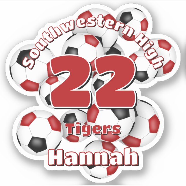 Sticker esprit d'équipe de balles de football noir rouge (Devant)