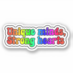 Sticker Esprit unique, Coeurs forts Rainbow Neurodiversity