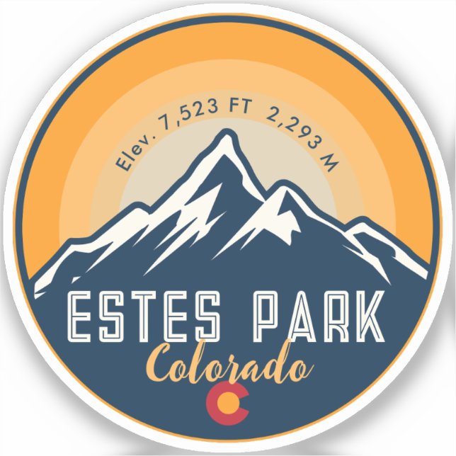 Sticker Estes Park Colorado Mountains Retro Sunset Ski (Recto)