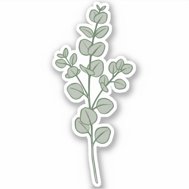 Sticker Ésthétique botanique d'eucalyptus vert sauge luxur (Devant)