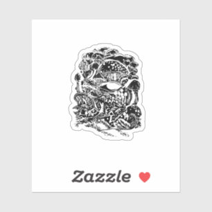 Sticker Esthétique Cottagecore Grenouille Champignon Art G